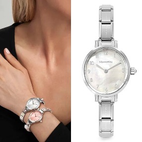 노미네이션 시계 PARIS (파리) watch with OVAL Classic steel strap with CZ (White Mother of Pearl) 076038/008